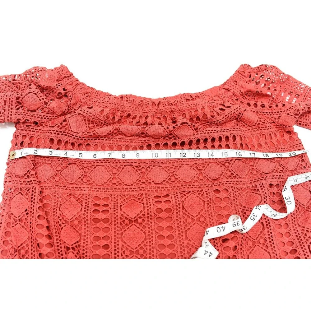 Sundays In Brooklyn Anthropologie Off The Shoulder Lace Eyelet Top Sz S - Picture 6 of 7